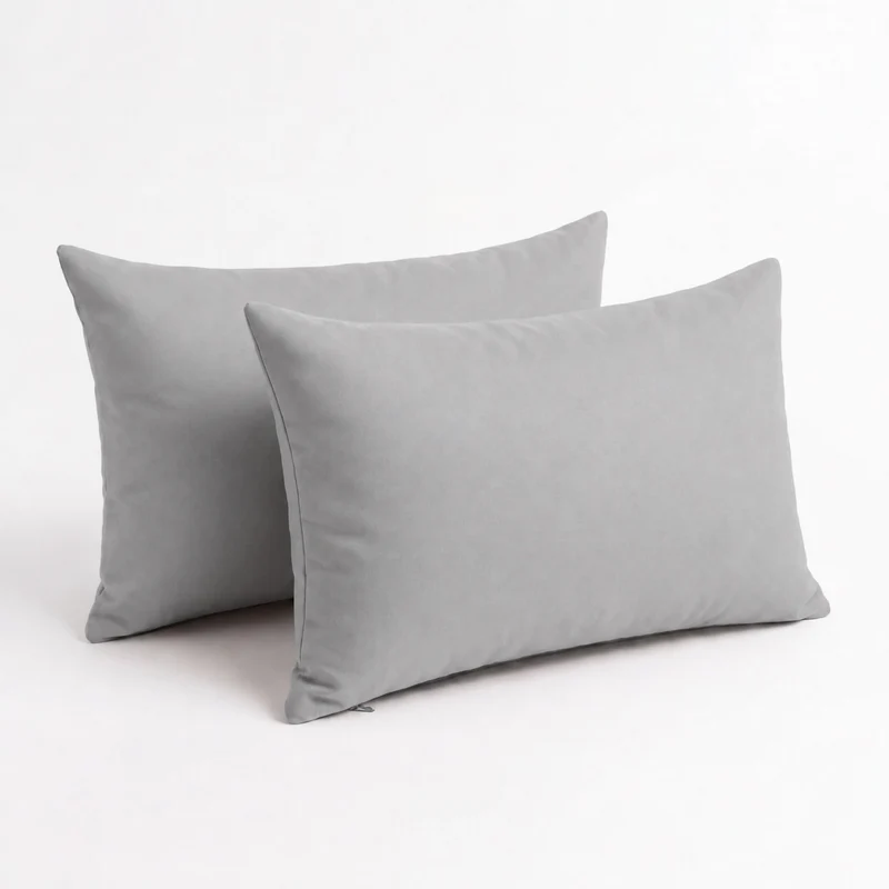 Lot de 2 Coussins d'Appoint 60x35 Gris Galet - Déco Jardin & Déhoussable