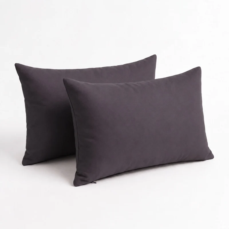 Lot de 2 Coussins d'Appoint 60x35 Gris Carbone - Déco Jardin & Déhoussable
