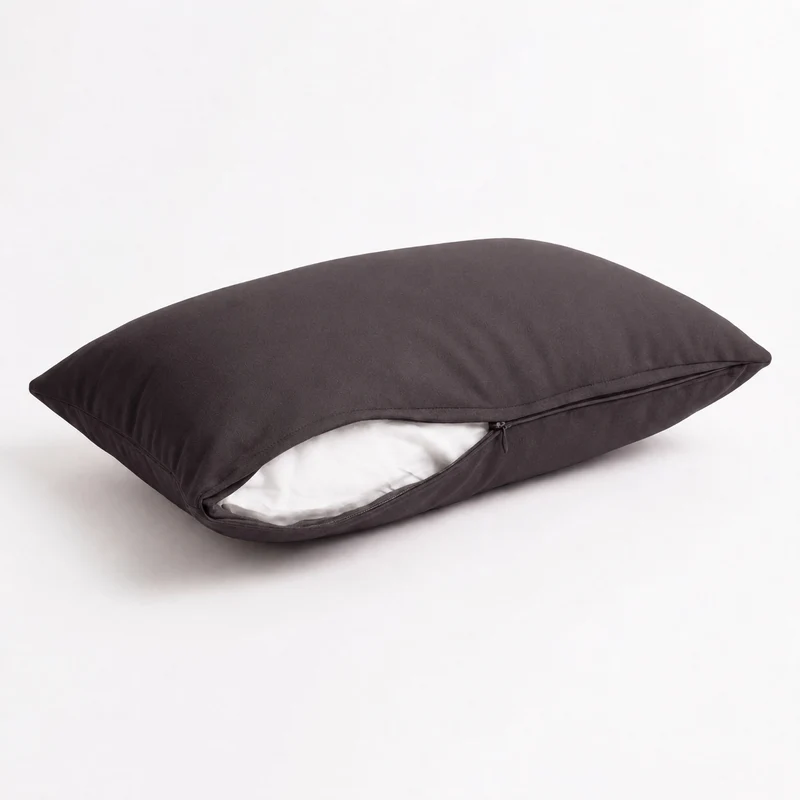 Lot de 2 Coussins d'Appoint 60x35 Gris Carbone - Déco Jardin & Déhoussable