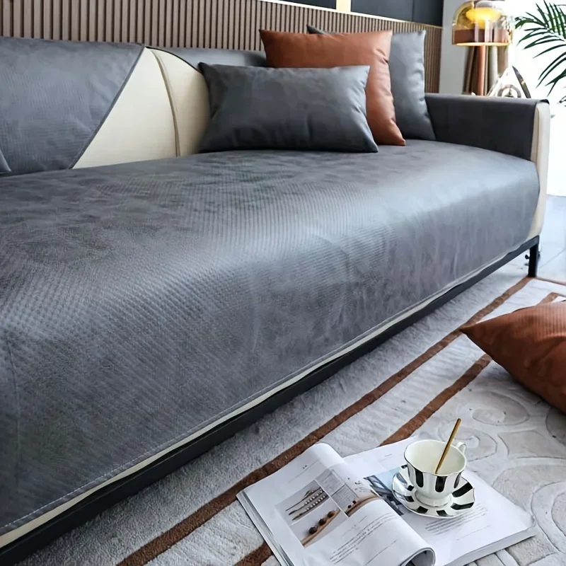 Protège Canapé En Pu Cuir Gris Anthracite