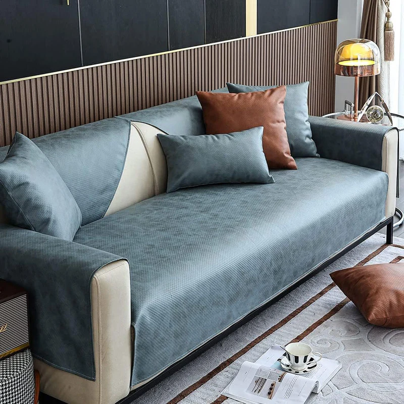 Housse Pour Assise De Canapé En Pu Cuir Bleu Pétrole