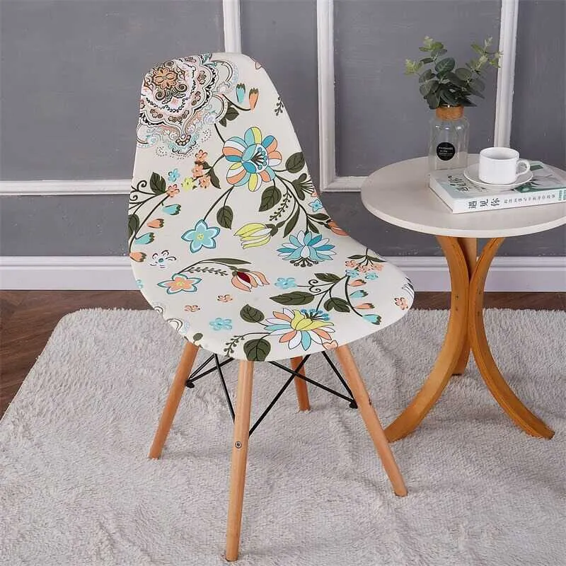 Housse de Chaise Scandinave Fleurie - Tissu Extensible & Doux
