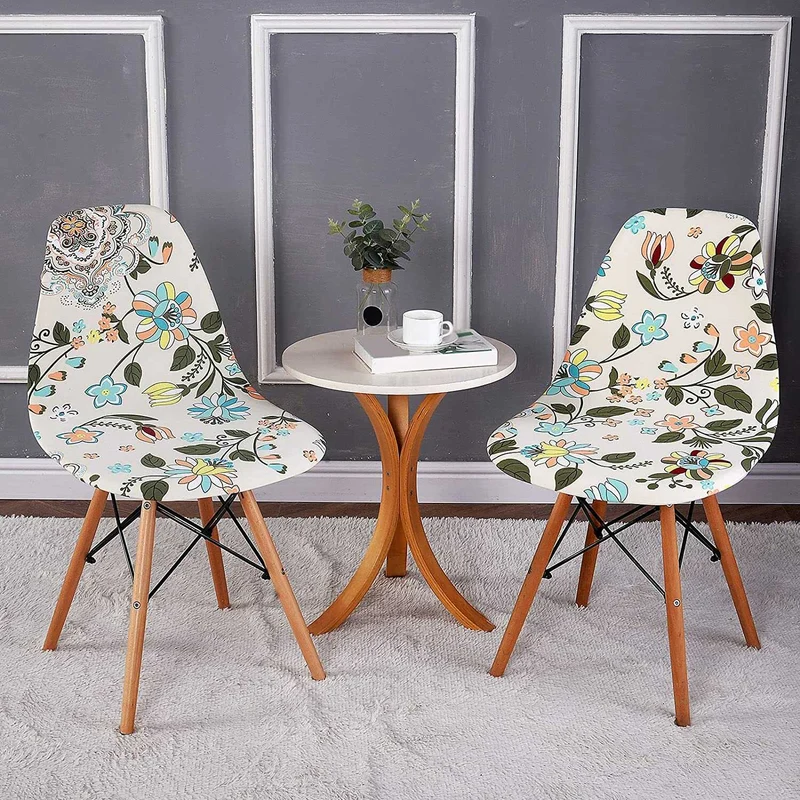 Housse de Chaise Scandinave Fleurie - Tissu Extensible & Doux