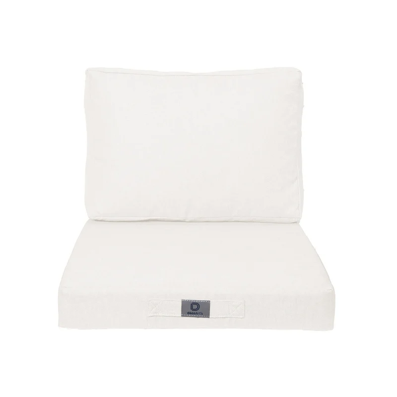 Ensemble Coussins Fauteuil 60x60 Blanc Cassé - Effet Lin & Déhoussable (Assise + Dossier)