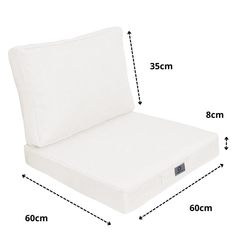 Ensemble Coussins Fauteuil 60x60 Blanc Cassé - Effet Lin & Déhoussable (Assise + Dossier)