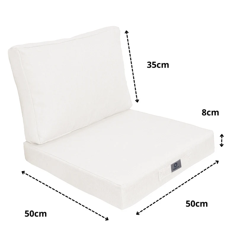 Ensemble Coussins Fauteuil 50x50 Blanc Cassé - Effet Lin & Déhoussable (Assise + Dossier)