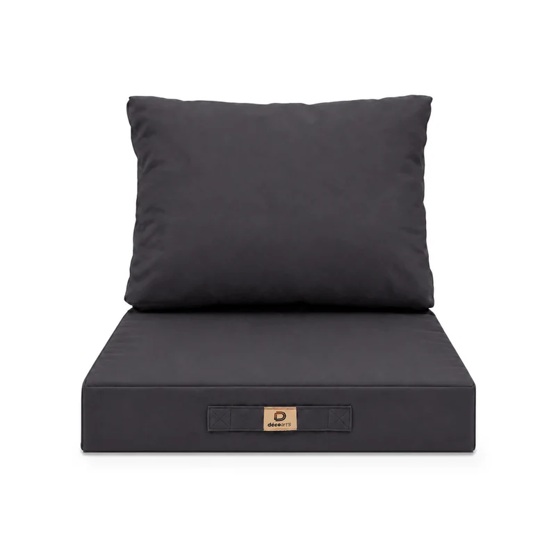Ensemble Coussins Salon Jardin 50x60 Gris Carbone - Largeur 60cm (Assise + Dossier)