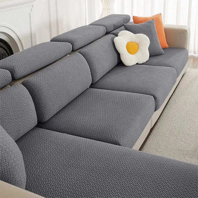 Housse de coussin extensible pour canapé velours damassé