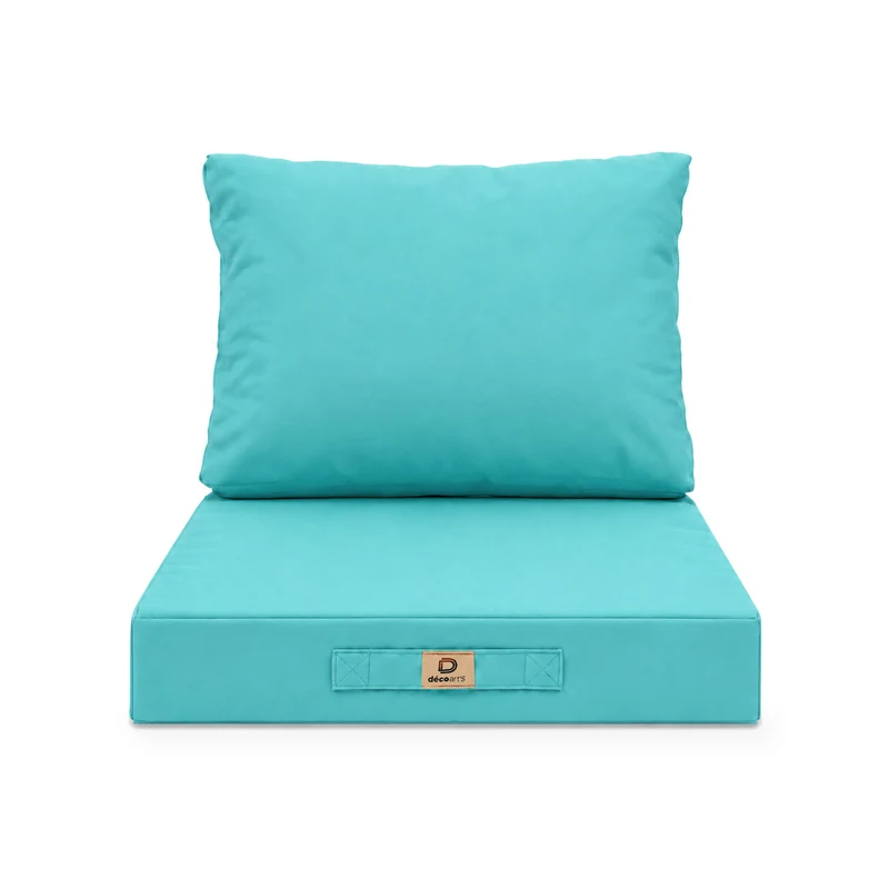 Ensemble Coussins Salon Jardin 50x60 Bleu Caraïbes - Largeur 60cm (Assise + Dossier)