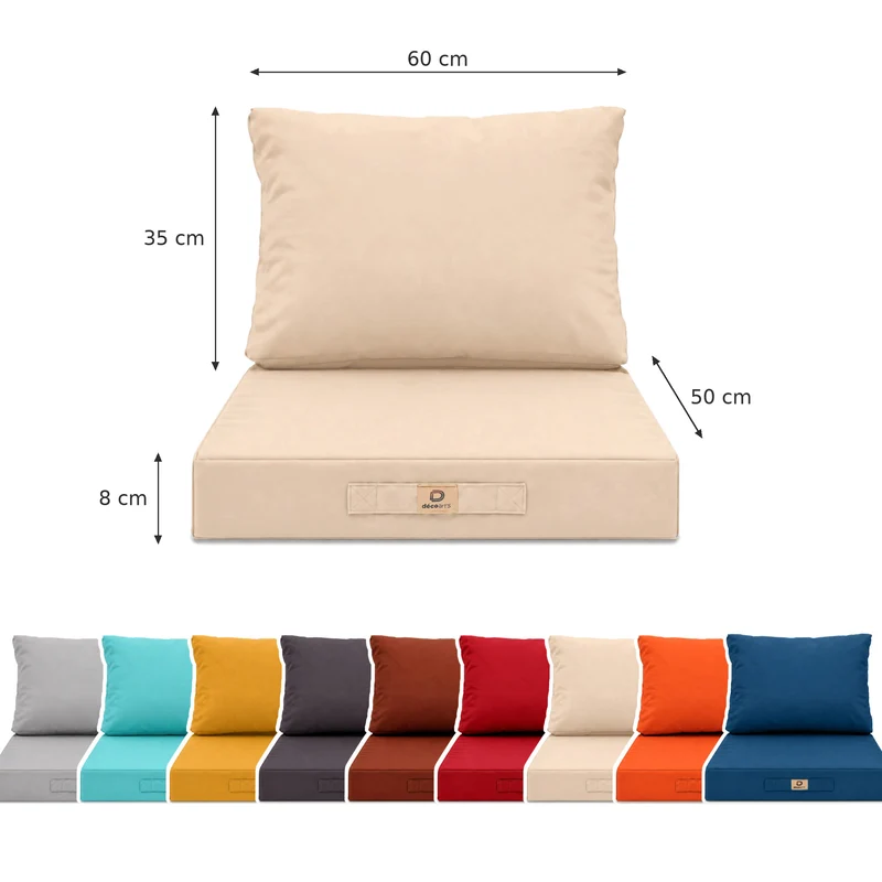 Ensemble Coussins Salon Jardin 50x60 Beige - Largeur 60cm (Assise + Dossier)