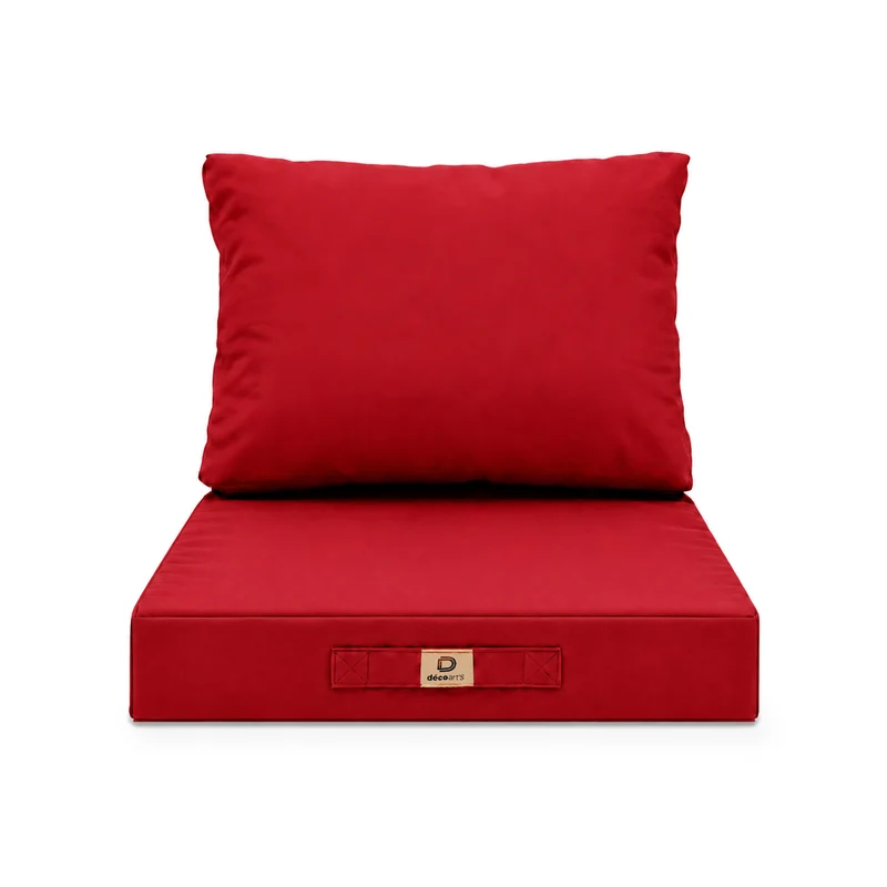 Ensemble Coussins Salon Jardin 60x70 Rouge - Déhoussable & Anti-UV (Assise + Dossier)