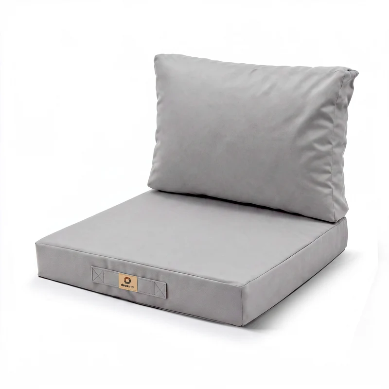 Ensemble Coussins Salon Jardin 60x70 Gris Galet - Déhoussable & Anti-UV (Assise + Dossier)