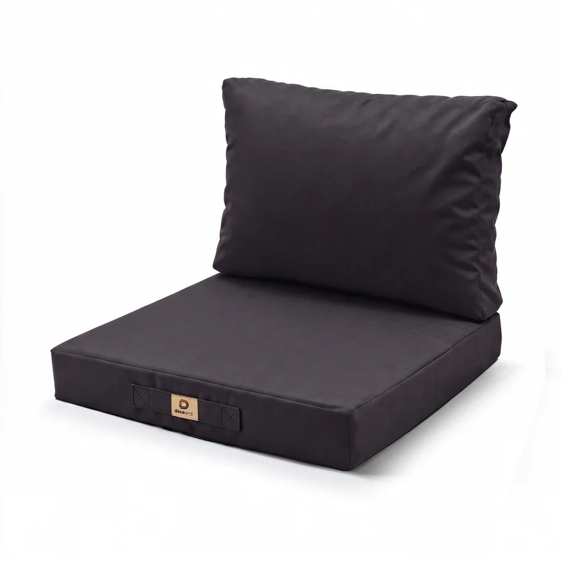 Ensemble Coussins Salon Jardin 60x70 Gris Carbone - Déhoussable & Anti-UV (Assise + Dossier)