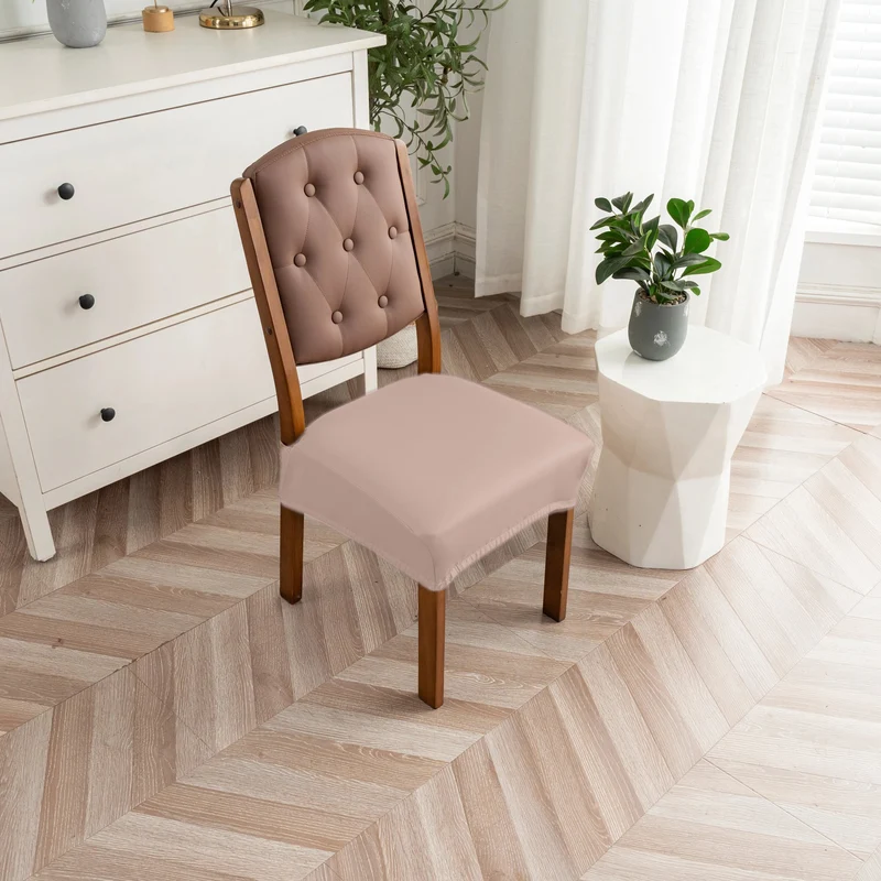Housse pour assise siège de chaise simili cuir imperméable avec attaches anti glisse