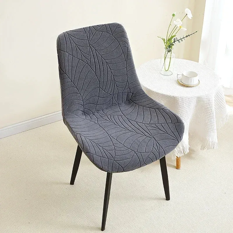 housse de chaise scandinave assise et dossier incurvé arrondi- texture hibiscus