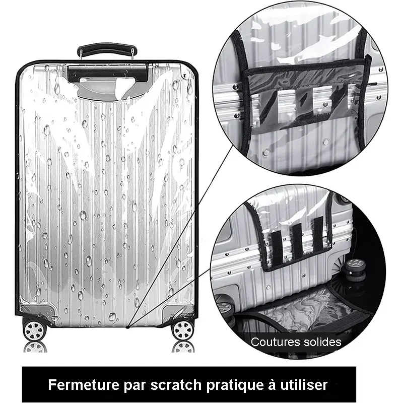 Housse de protection pour valise à roulette transparente et imperméable