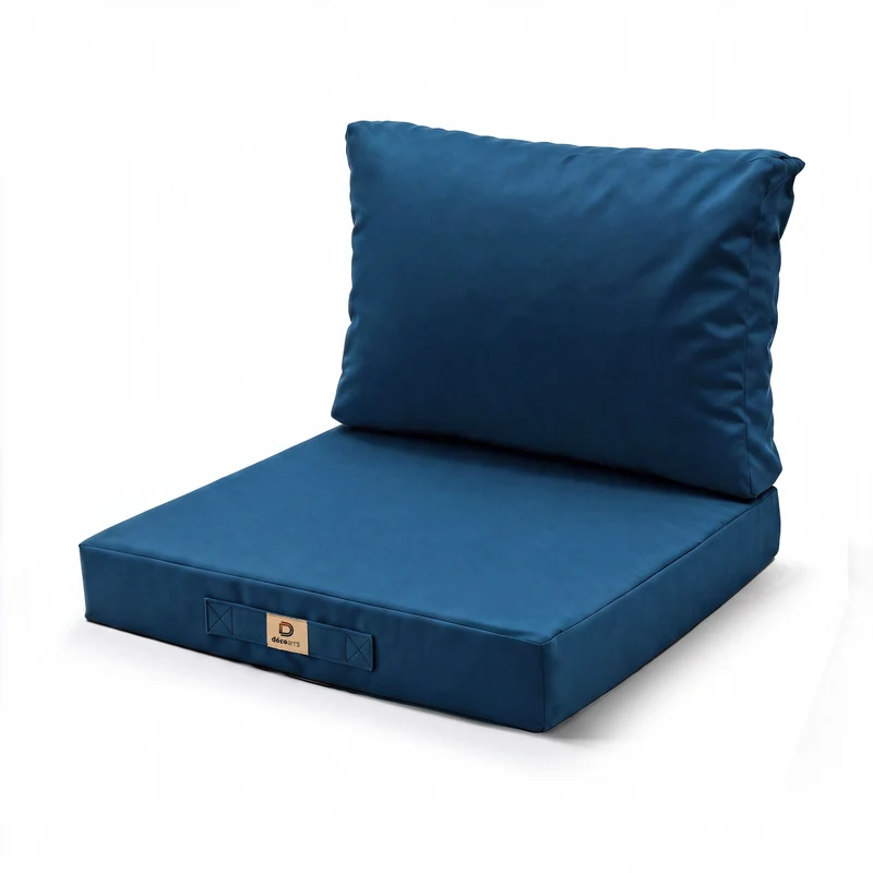 Ensemble Coussins Salon Jardin 60x70 Bleu Pétrole - Déhoussable & Anti-UV (Assise + Dossier)