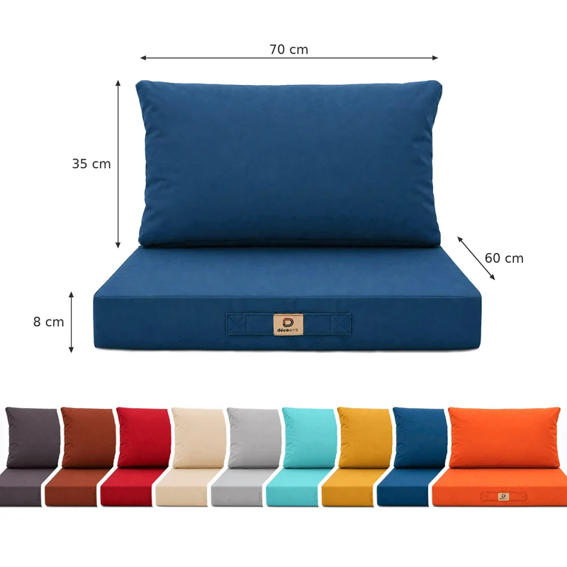 Ensemble Coussins Salon Jardin 60x70 Bleu Pétrole - Déhoussable & Anti-UV (Assise + Dossier)
