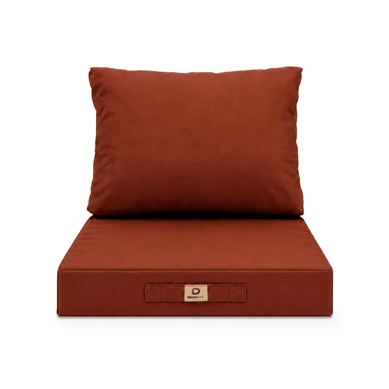 Ensemble Coussins Salon Jardin 60x70 Terracotta - Déhoussable & Anti-UV (Assise + Dossier)