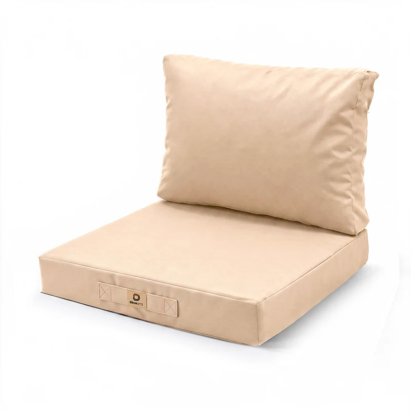 Ensemble Coussins Salon Jardin 60x70 Beige - Déhoussable & Anti-UV (Assise + Dossier)