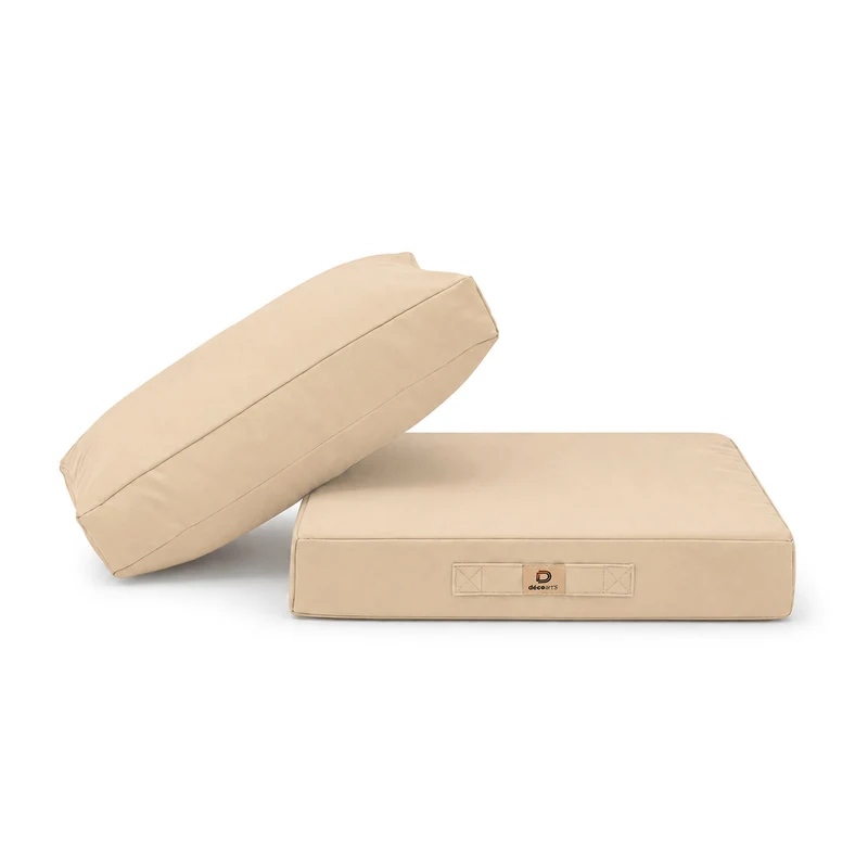 Ensemble Coussins Salon Jardin 60x70 Beige - Déhoussable & Anti-UV (Assise + Dossier)