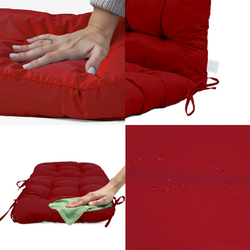Coussin Chaise Dossier Haut 120x50 Rouge - Capitonné (Confort 8cm)