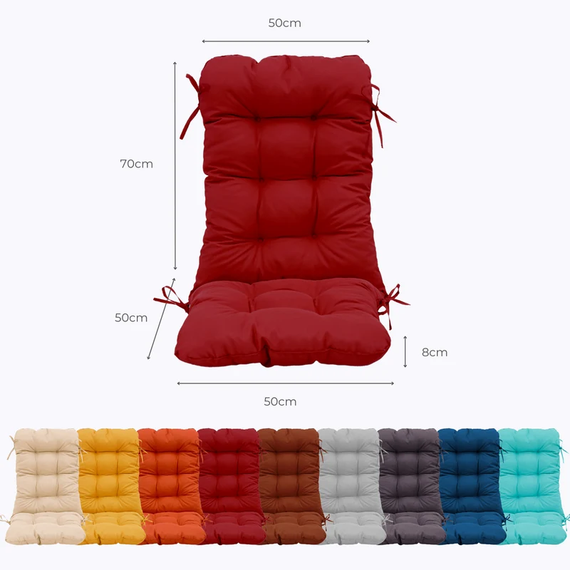 Coussin Chaise Dossier Haut 120x50 Rouge - Capitonné (Confort 8cm)