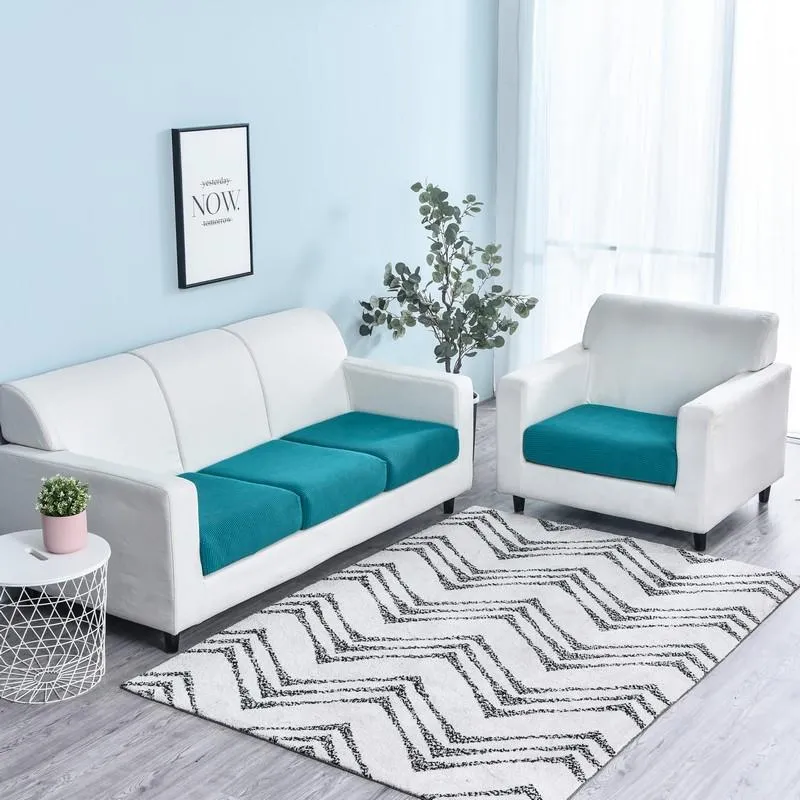 Housse Bleu Canard pour Coussin d'Assise de Canapé