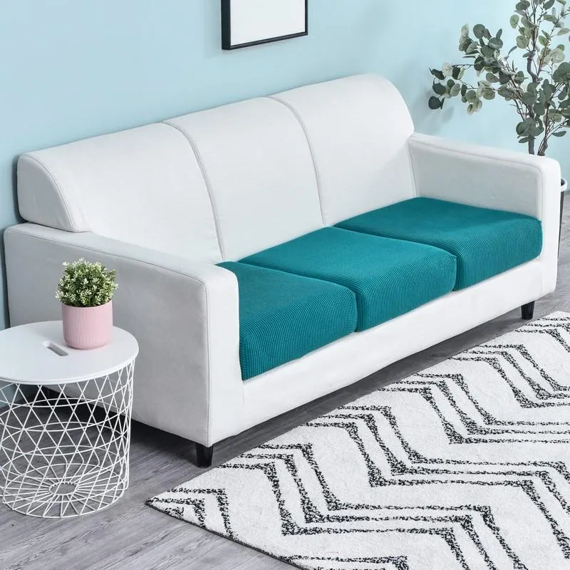 Housse Bleu Canard pour Coussin d'Assise de Canapé