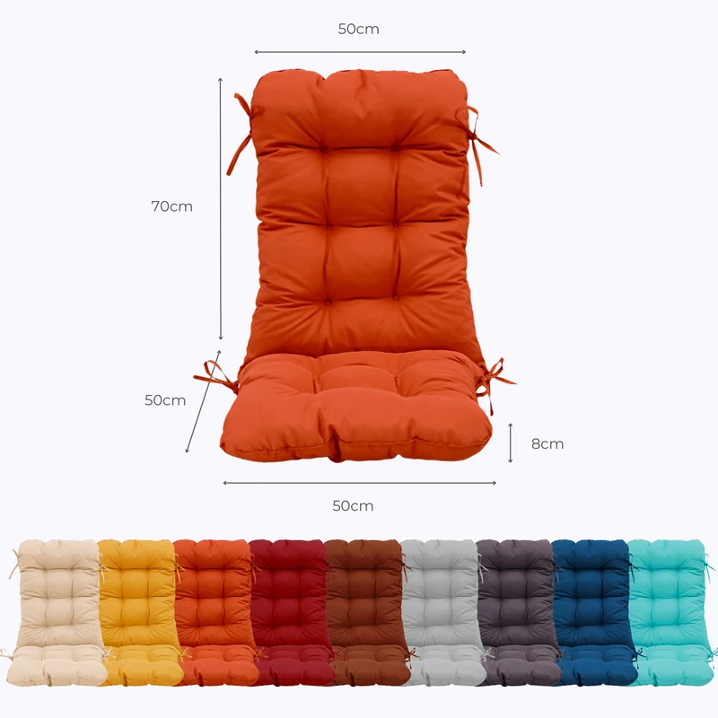 Coussin Chaise Dossier Haut 120x50 Orange - Capitonné (Confort 8cm)
