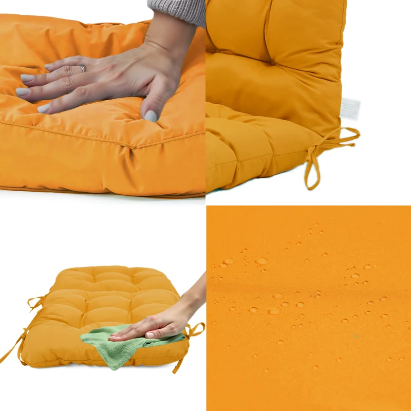 Coussin Chaise Dossier Haut 120x50 Jaune - Capitonné (Confort 8cm)