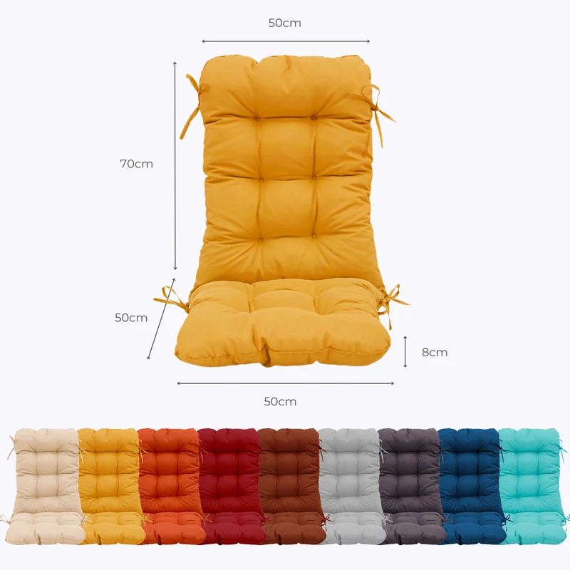 Coussin Chaise Dossier Haut 120x50 Jaune - Capitonné (Confort 8cm)