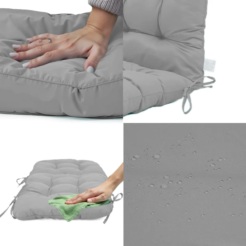 Coussin Chaise Dossier Haut 120x50 Gris Galet - Capitonné (Confort 8cm)