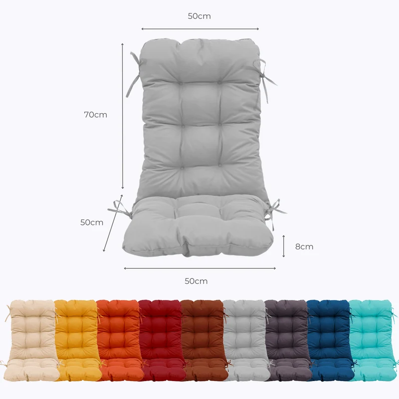 Coussin Chaise Dossier Haut 120x50 Gris Galet - Capitonné (Confort 8cm)