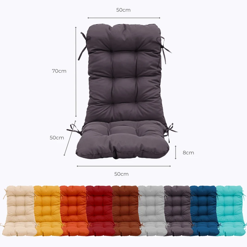 Coussin Chaise Dossier Haut 120x50 Gris Carbone - Capitonné (Confort 8cm)