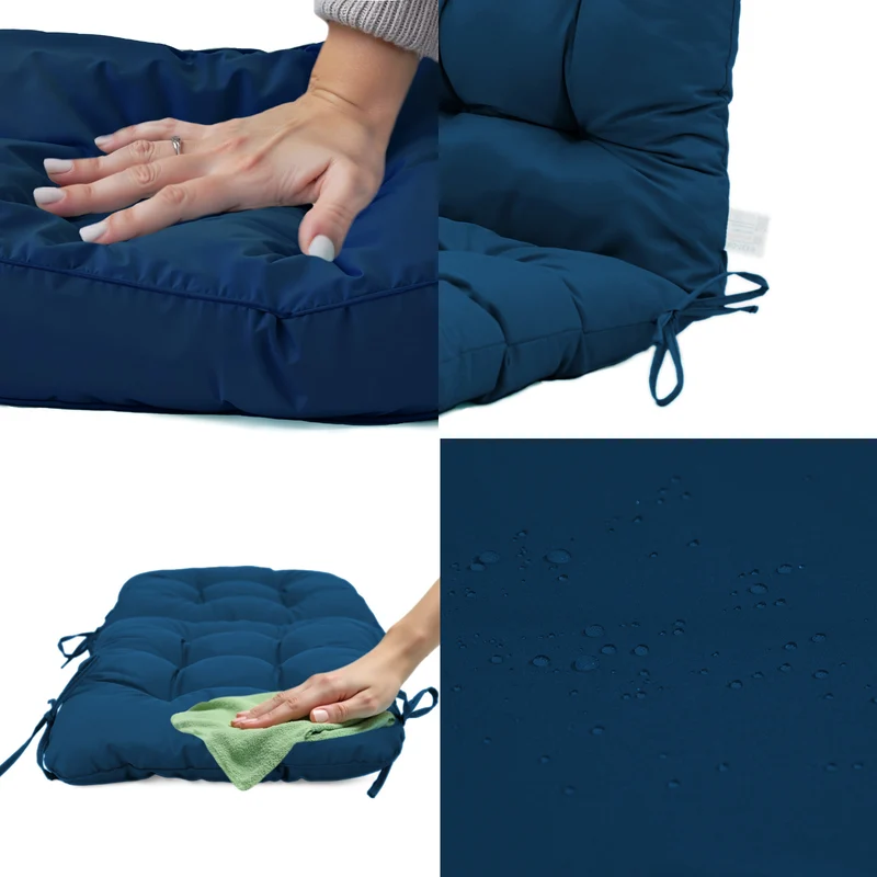 Coussin Chaise Dossier Haut 120x50 Bleu Pétrole - Capitonné (Confort 8cm)