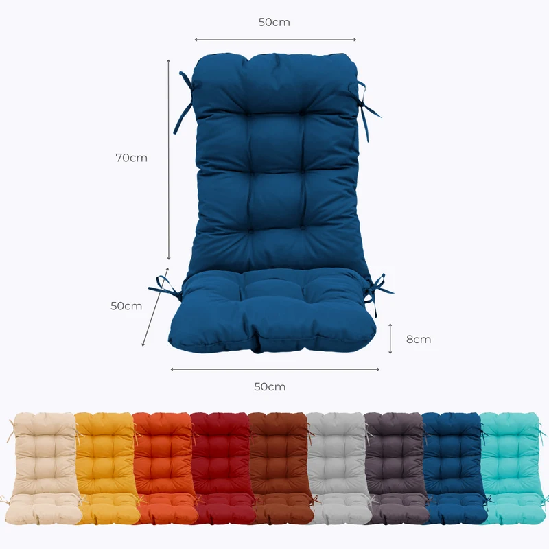 Coussin Chaise Dossier Haut 120x50 Bleu Pétrole - Capitonné (Confort 8cm)