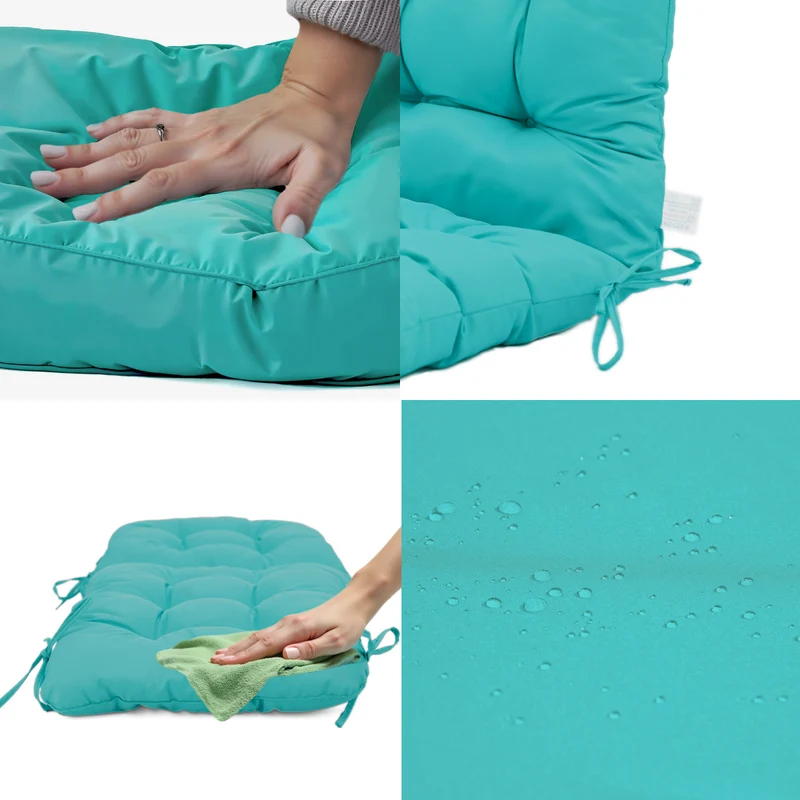 Coussin Chaise Dossier Haut 120x50 Bleu Caraïbes - Capitonné (Confort 8cm)