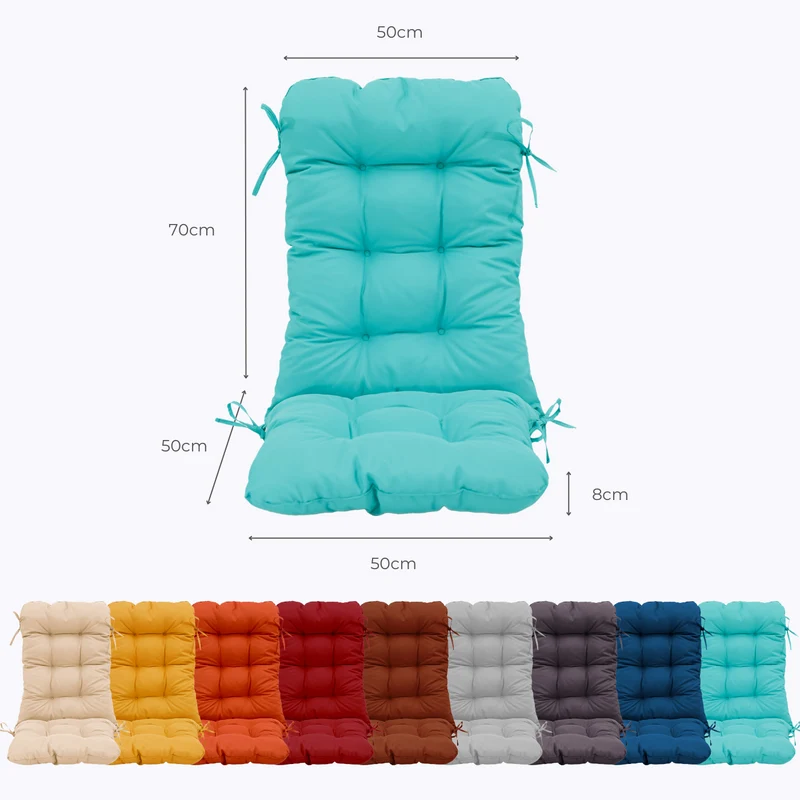 Coussin Chaise Dossier Haut 120x50 Bleu Caraïbes - Capitonné (Confort 8cm)
