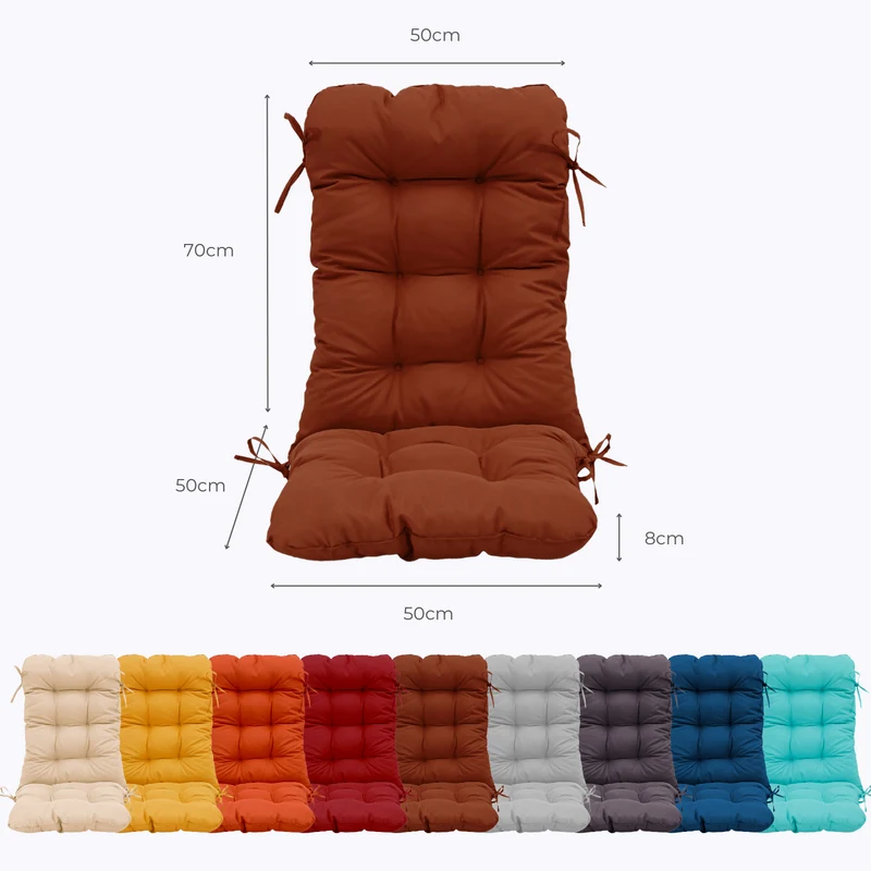 Coussin Chaise Dossier Haut 120x50 Terracotta - Capitonné (Confort 8cm)