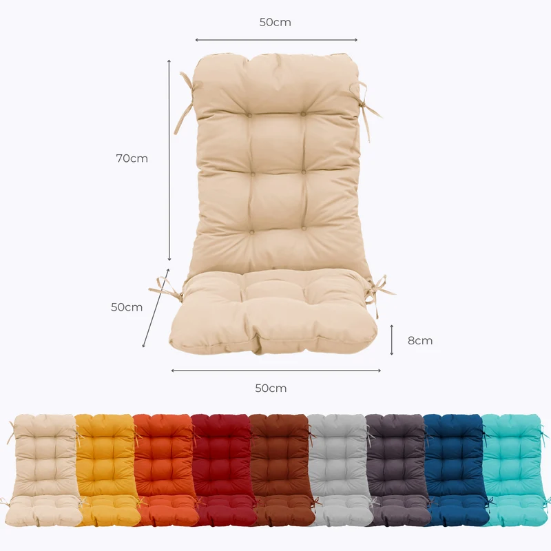 Coussin Chaise Dossier Haut 120x50 Beige - Capitonné (Confort 8cm)