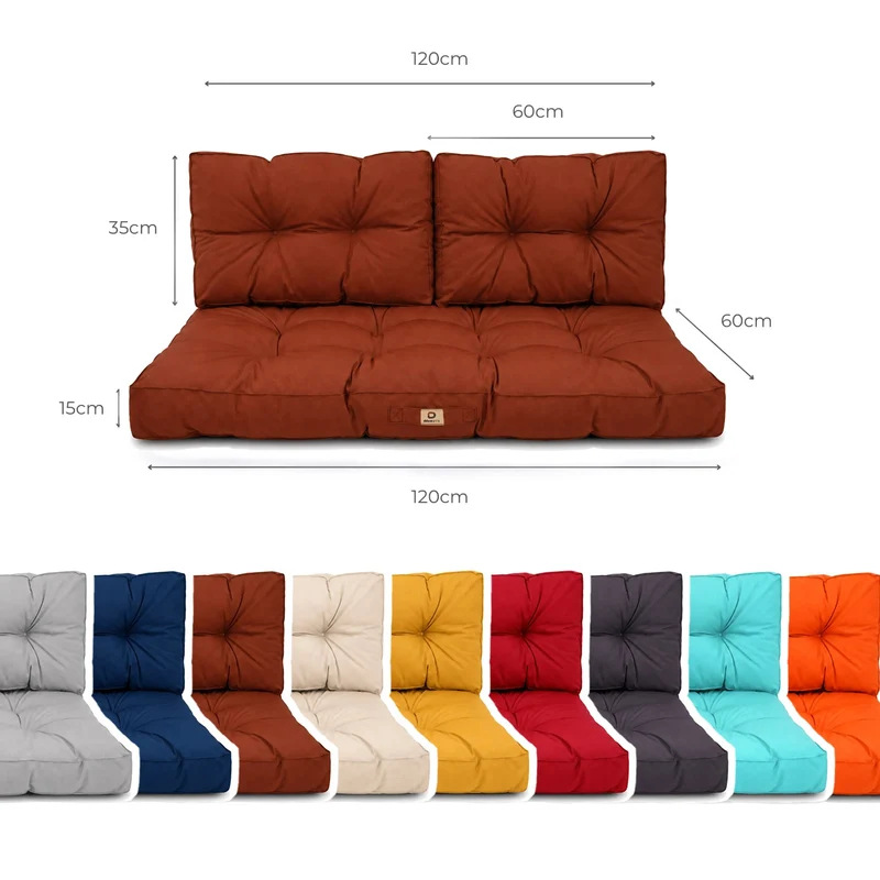 Ensemble Coussins Capitonné Banquette 120x60 Terracotta - Épais 15cm (1 Assise + 2 Dossiers)