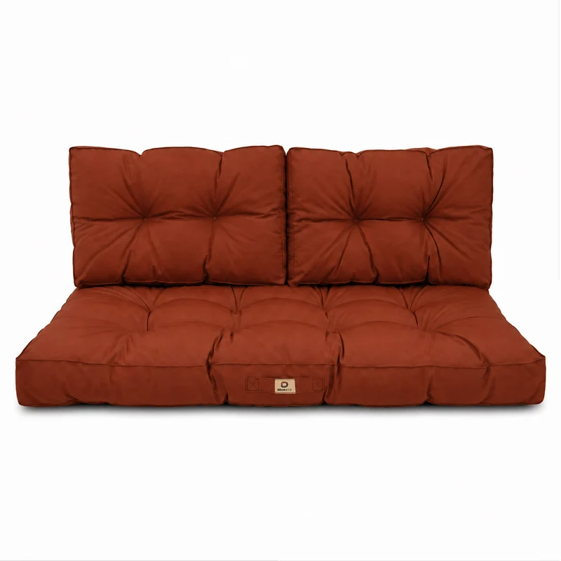 Ensemble Coussins Capitonné Banquette 120x60 Terracotta - Épais 15cm (1 Assise + 2 Dossiers)