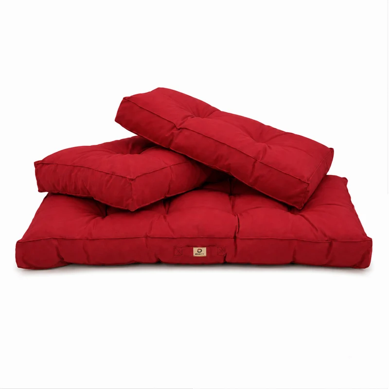 Ensemble Coussins Capitonné Banquette 120x60 Rouge - Épais 15cm (1 Assise + 2 Dossiers)