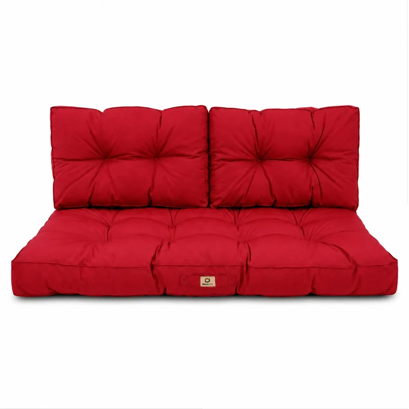 Ensemble Coussins Capitonné Banquette 120x60 Rouge - Épais 15cm (1 Assise + 2 Dossiers)