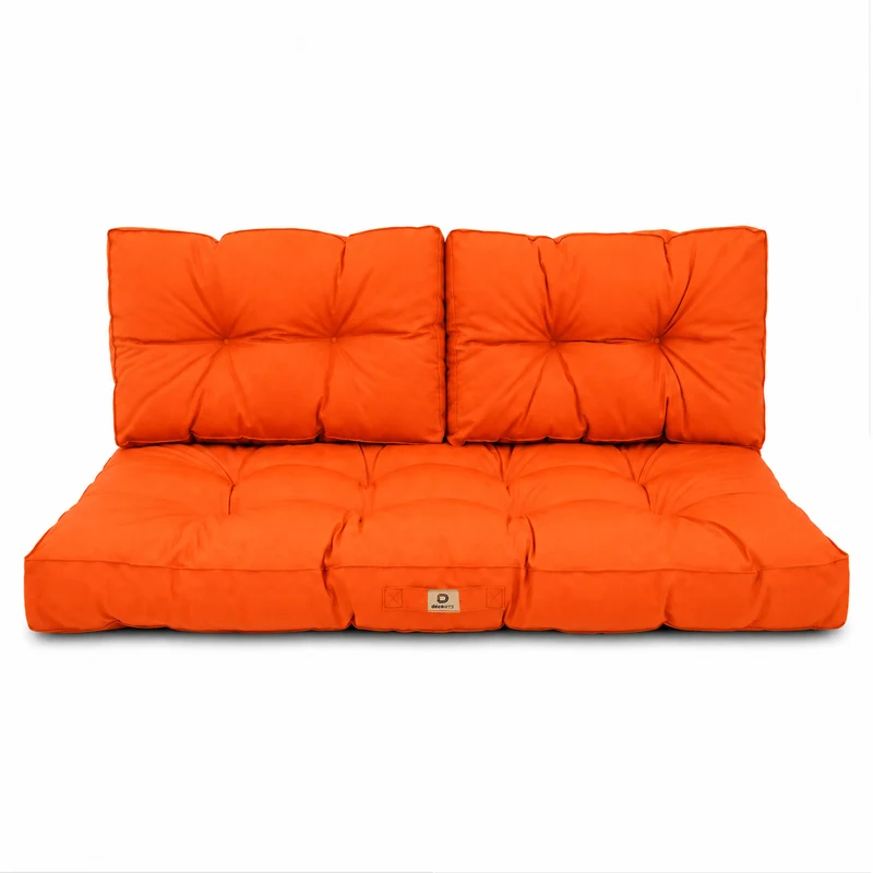 Ensemble Coussins Capitonné Banquette 120x60 Orange - Épais 15cm (1 Assise + 2 Dossiers)