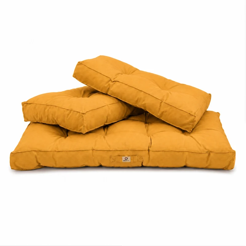 Ensemble Coussins Capitonné Banquette 120x60 Jaune - Épais 15cm (1 Assise + 2 Dossiers)