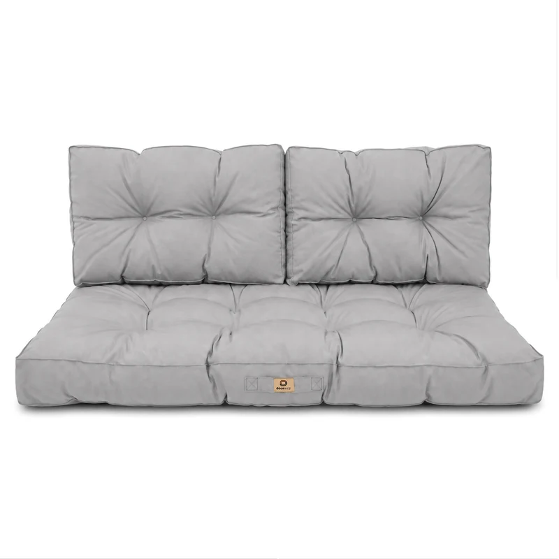 Ensemble Coussins Capitonné Banquette 120x60 Gris Galet - Épais 15cm (1 Assise + 2 Dossiers)