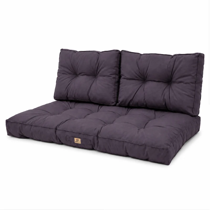 Ensemble Coussins Capitonné Banquette 120x60 Gris Carbone - Épais 15cm (1 Assise + 2 Dossiers)