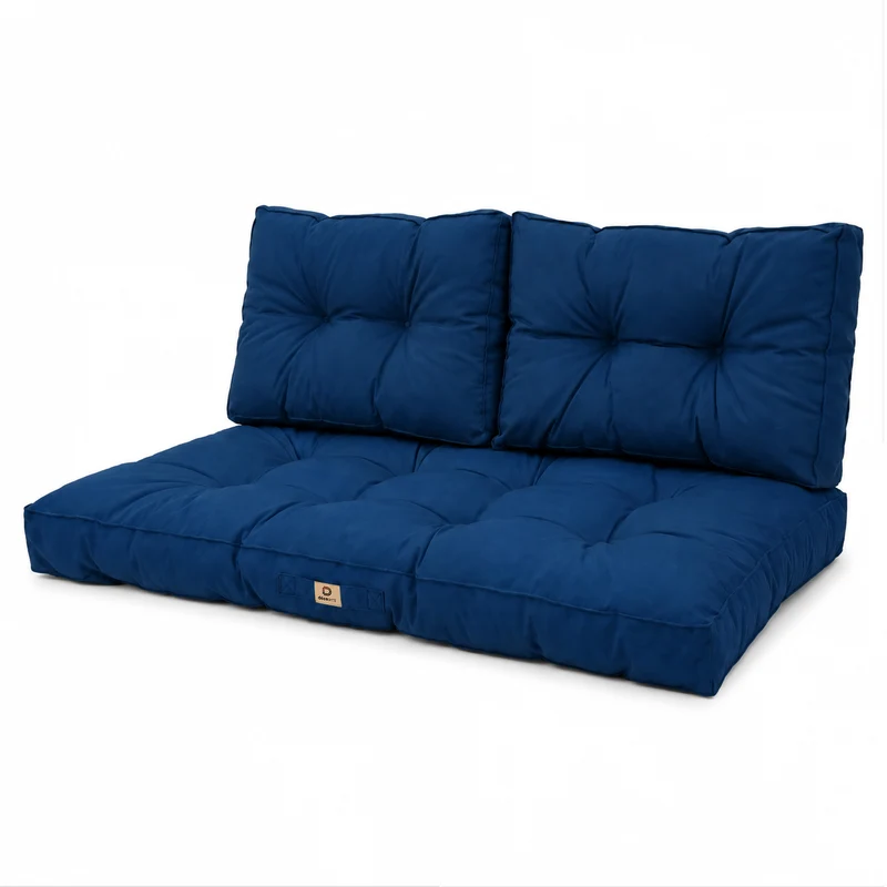 Ensemble Coussins Capitonné Banquette 120x60 Bleu Pétrole - Épais 15cm (1 Assise + 2 Dossiers)